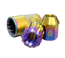 Load image into Gallery viewer, NRG 200 Series M12 X 1.25 Titanium Lug Nut Set - 21 Pc w/Lock Key Socket - Neochrome - LN-T210MC-21