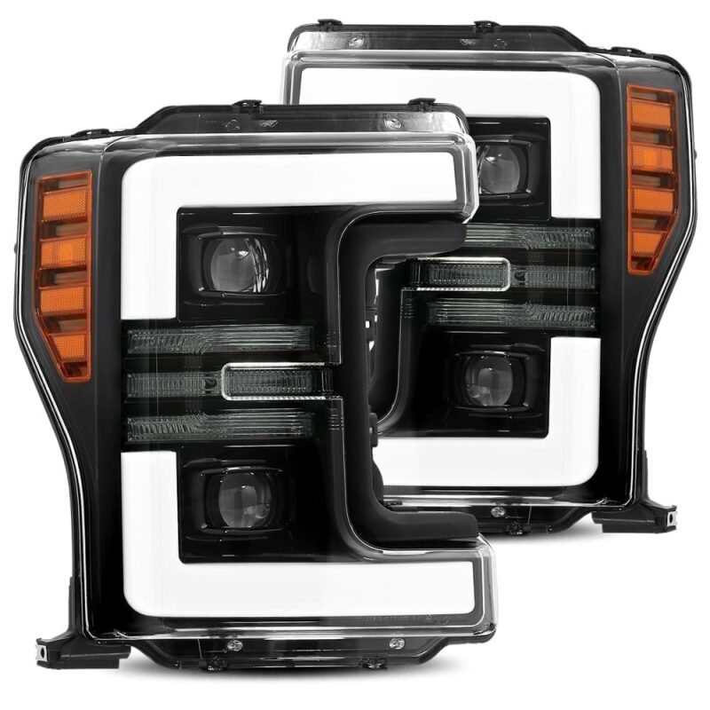AlphaRex 17-19 Ford F-250 SD PRO-Series Proj Headlights Plank Style Black w/Activ Light/Seq Signal - 880108