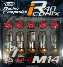 Load image into Gallery viewer, Project Kics R40 Iconix 14x1.50 Classical Lock &amp; Lug Nuts 16+4 (Red Cap) - WRIA14CR