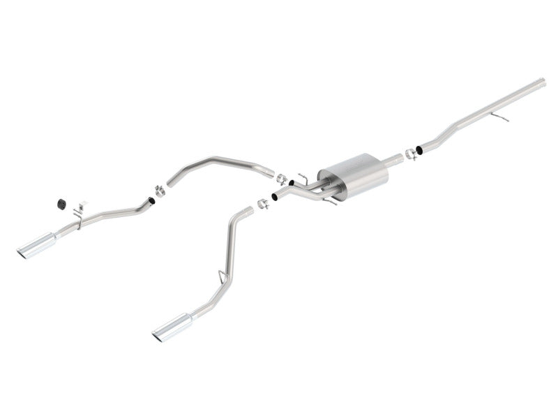 Borla 14 Silv/Sierra 1500 C/B Touring Exhaust /2.75in in Muffler 2.25inout 4inTIp SS Rear Exit - 140535