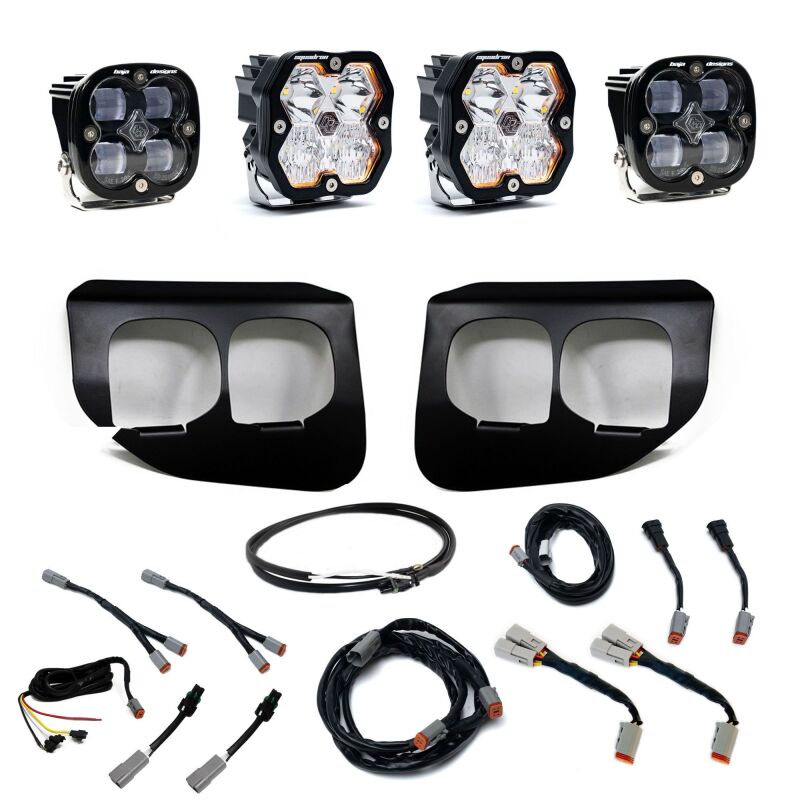 Baja Designs 20-22 Ford SD Squadron 2.0 SAE/Sport Dual Fog Pkt Kit w/Upfitter (Drv/Combo) - Clear - 440041UP