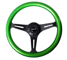 Load image into Gallery viewer, NRG Classic Wood Grain Steering Wheel (350mm) Green Pearl/Flake Paint w/Black 3-Spoke Center - ST-015BK-GN