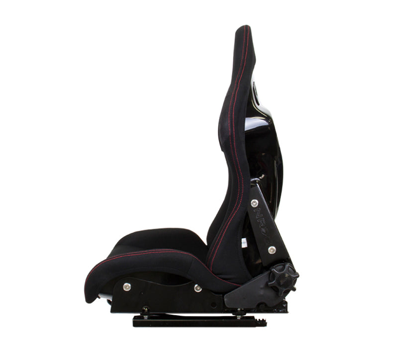 NRG FRP Bucket Seat - Reclinable (Black Cloth w/Red Stitching) - RSC-400BK