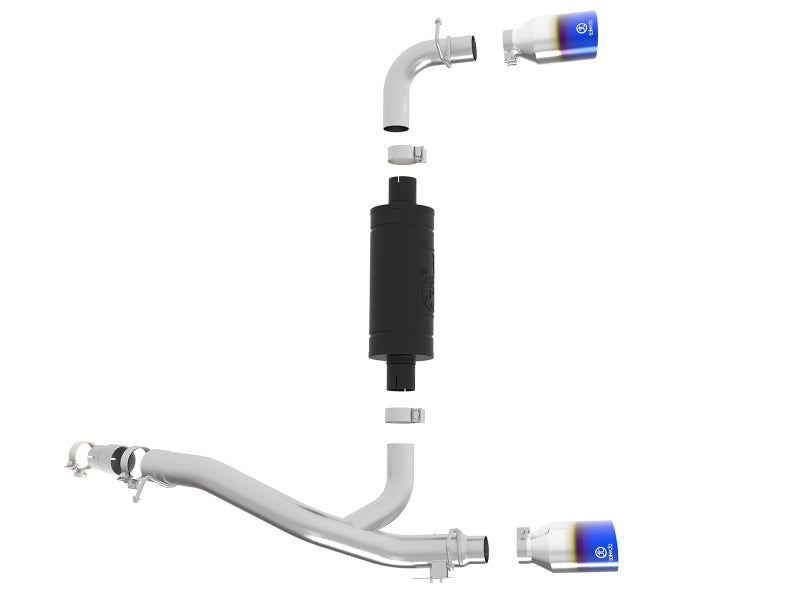 aFe Takeda 3in 304 SS Axle-Back Exhaust System w/ Blue Flame Tip 16-18 Ford Focus RS 2.3L (t) - 49-33104-L