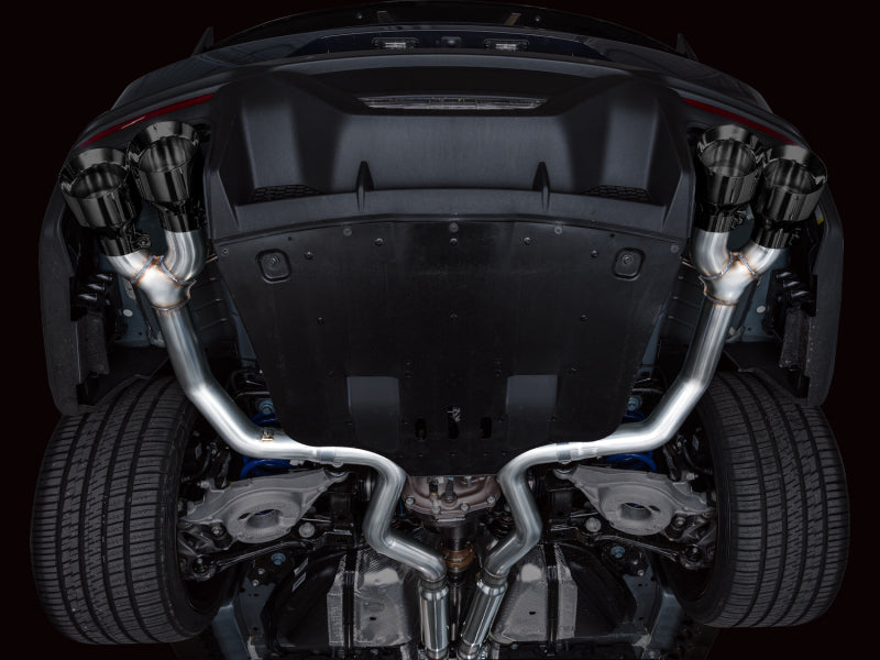 AWE 2024 Ford Mustang Dark Horse S650 RWD Track Edition Cat-Back Exhaust w/ Quad Diamond Black Tips - 3020-43375