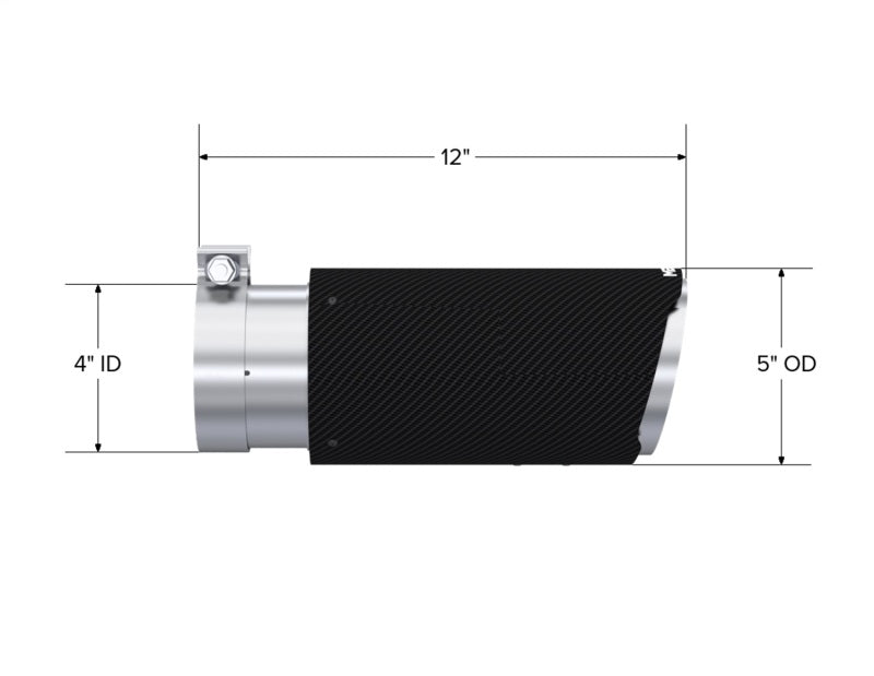 MBRP Universal Carbon Fiber Tip 4in ID/5in OD/12in L Dual Wall Angle Cut - T5051CF