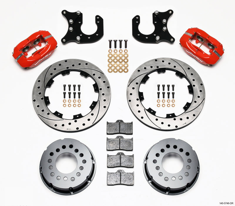 Wilwood Forged Dynalite P/S Rear Kit Drilled Red Chevy 12 Bolt-Spec 3.15in Bearing - 140-5746-DR