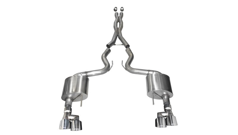 Corsa 2018-2023 Ford Mustang 5.0L 3in Sport Cat-Back Dual Rear Exit 4in Polished Pro-Series Tips - 21042
