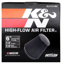 Load image into Gallery viewer, K&amp;N Universal Rubber Filter Round Tapered 6in Flange ID x 7.5in Base OD x 5.25in Top OD x 8in Height - RU-3101HBK