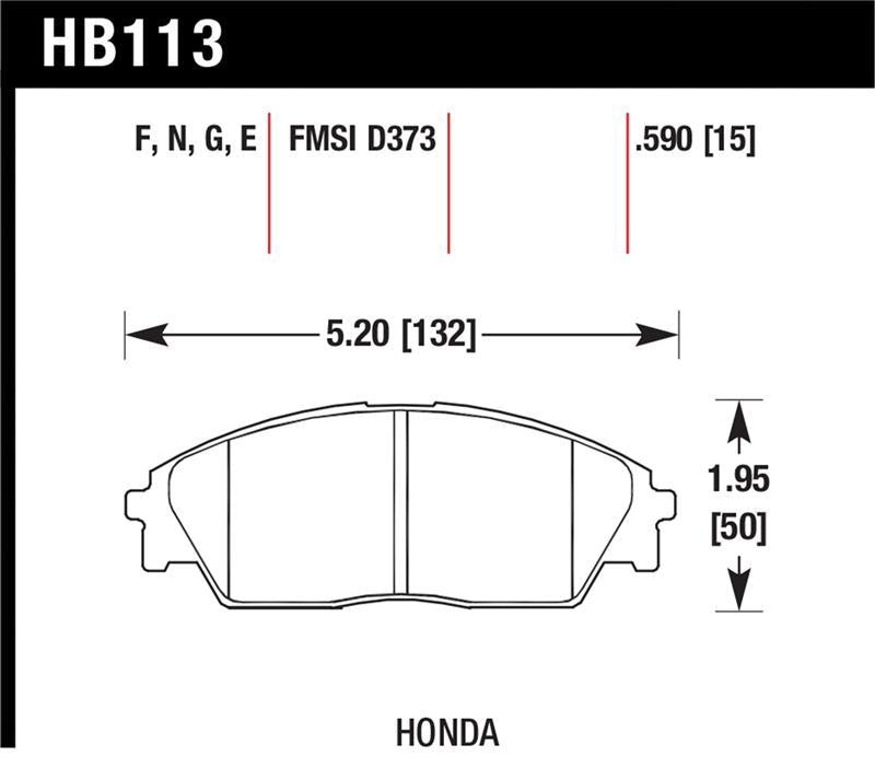 Hawk Honda/ Acura 88-91 Civic Wagon/90-91CRX Si/ 88-90 Prelude S HPS Street Front Brake Pads - HB113F.590