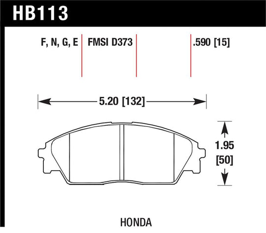 Hawk Honda/ Acura 88-91 Civic Wagon/90-91CRX Si/ 88-90 Prelude S HPS Street Front Brake Pads - HB113F.590