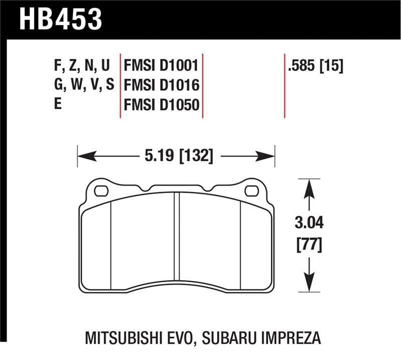 Hawk 03-06 Evo / 04-09 STi / 09-10 Genesis Coupe (Track Only) / 2010 Camaro SS / 08-09 Pontiac G8 GX - HB453N.585