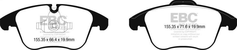 EBC 2016+ Jaguar XE-Type 2.0T Ultimax2 Front Brake Pads (Use w/ 12.4in Rotors) - UD1869