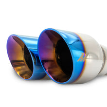 Load image into Gallery viewer, Mishimoto Dual Offset Tips 2.5in Inlet 3in Outlet Slash Cut - Burnt - MMEXH-TIP-FSTBT