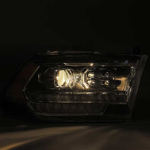 Load image into Gallery viewer, AlphaRex 09-18 Dodge Ram 2500HD LUXX LED Proj Headlights Plank Style Black w/Seq Signal/Smoked DRL - 880520
