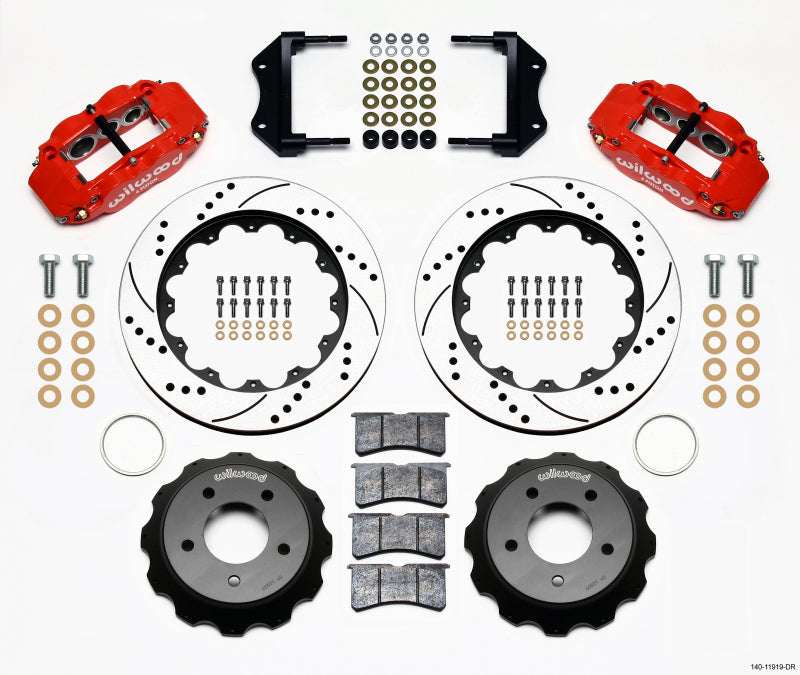 Wilwood Narrow Superlite 6R Front Hat Kit 14.00in Drilled Red 84-87 Corvette C4 - 140-11919-DR