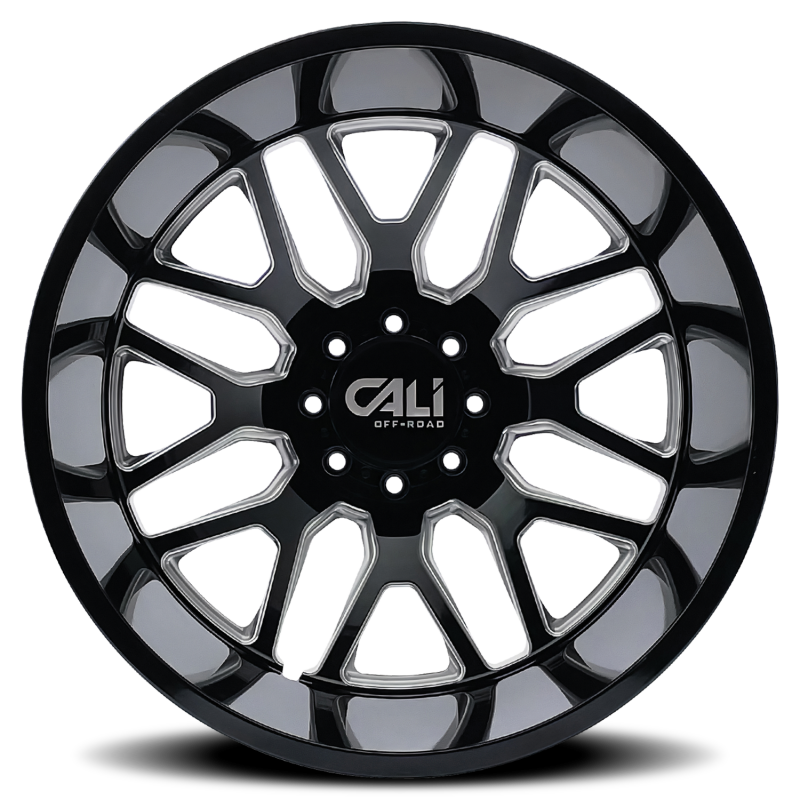 Cali Off-Road 9115D Invader Dually 24x8.25 / 8x165.1 BP / -232mm OS / 121.3mm Hub Gls Blk Mill Wheel - 9115D-24881BMR232