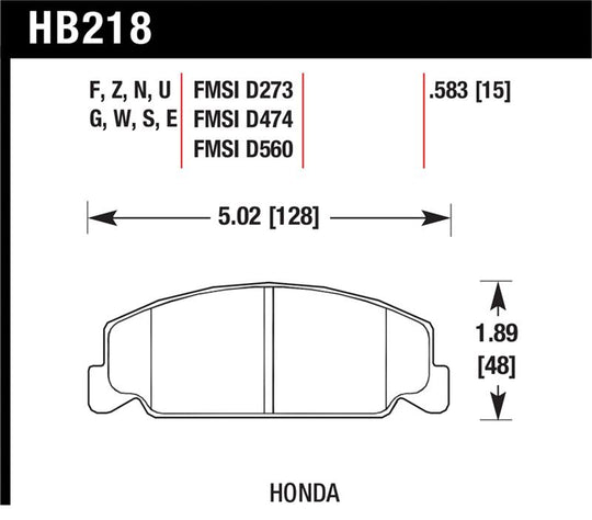 Hawk 88-89 Civic Si / 92-00 Civic CX / 88-00 DX / 98-00 GX Performance Ceramic Street Front Brake Pa - HB218Z.583