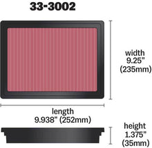 Load image into Gallery viewer, K&amp;N 12 Isuzu D-Max 2.5L L4 DSL Replacement Air Filter - 33-3002