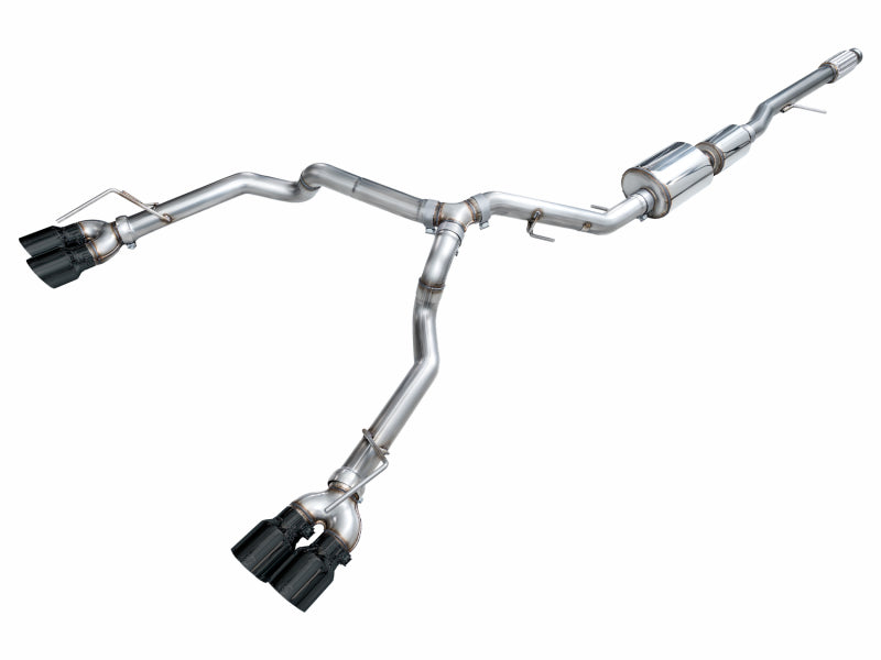 AWE Tuning 2021+ GMC Suburban/Yukon XL 5.3L 0FG Split Rear Exit Catback - Quad Diamond Blk Tips - 3015-43007