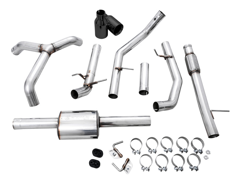 AWE Tuning 4th Gen GM 1500 5.3L 0FG Cat-Back Split Rear Exit (Flat Bumper) - Dual Diamond Tips - 3015-33206