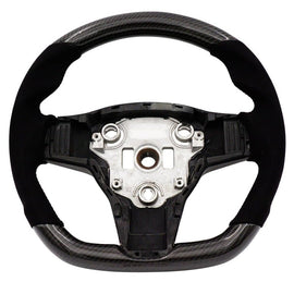 BLOX Racing Tesla Model 3 and Y Carbon/Alcantara Steering Wheel Red Stitching - BXSW-60010-R