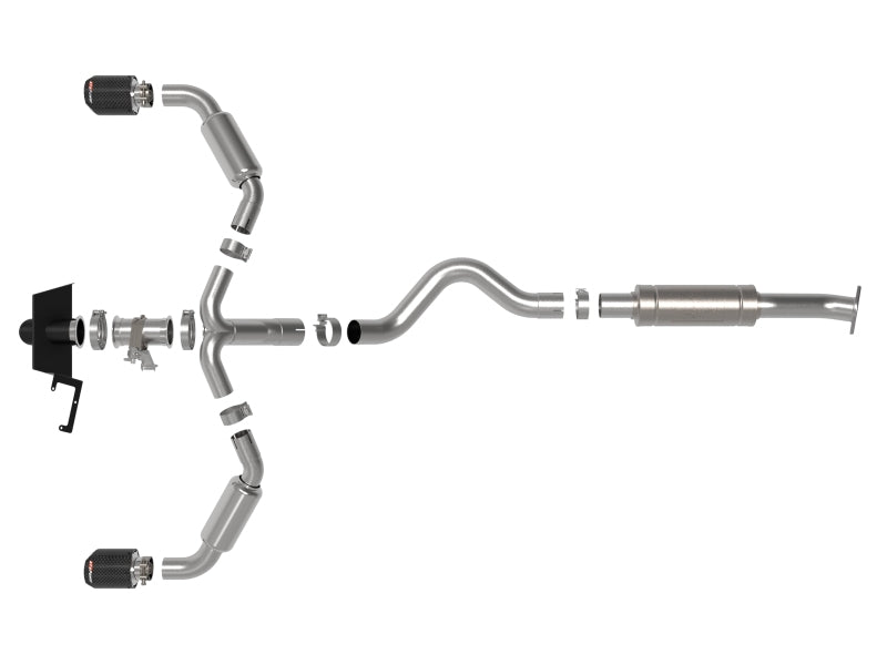 aFe 23-24 Toyota GR Corolla L3 1.6L (t) Gemini XV 3in to 2-1/2in CatBack Exhaust w/Carbon Fiber Tips - 49-36067-C