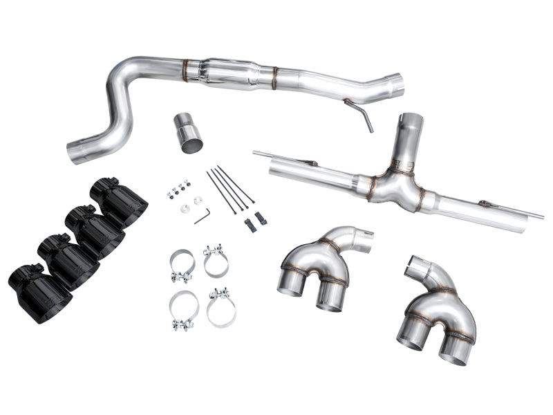 AWE Tuning MK8 Volkswagen Golf R 3in Track Edition Quad Exhaust - Diamond Black Tips - 3020-43658