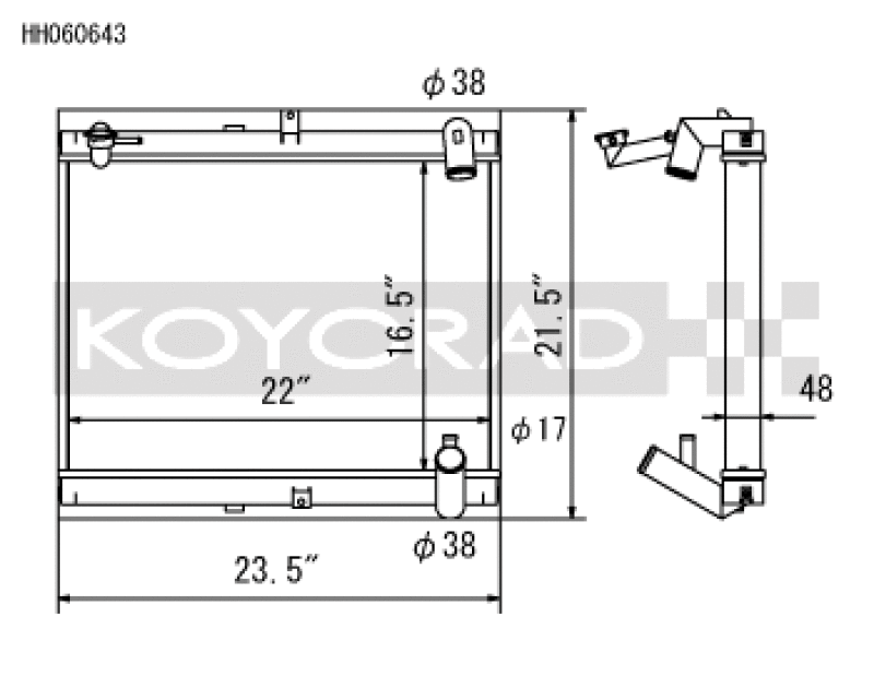 Koyo 89-92 Mazda RX-7 1.3L Late FC Chassis Turbo & Non Turbo Radiator - HH060643