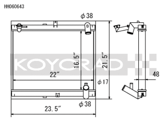 Koyo 89-92 Mazda RX-7 1.3L Late FC Chassis Turbo & Non Turbo Radiator - HH060643