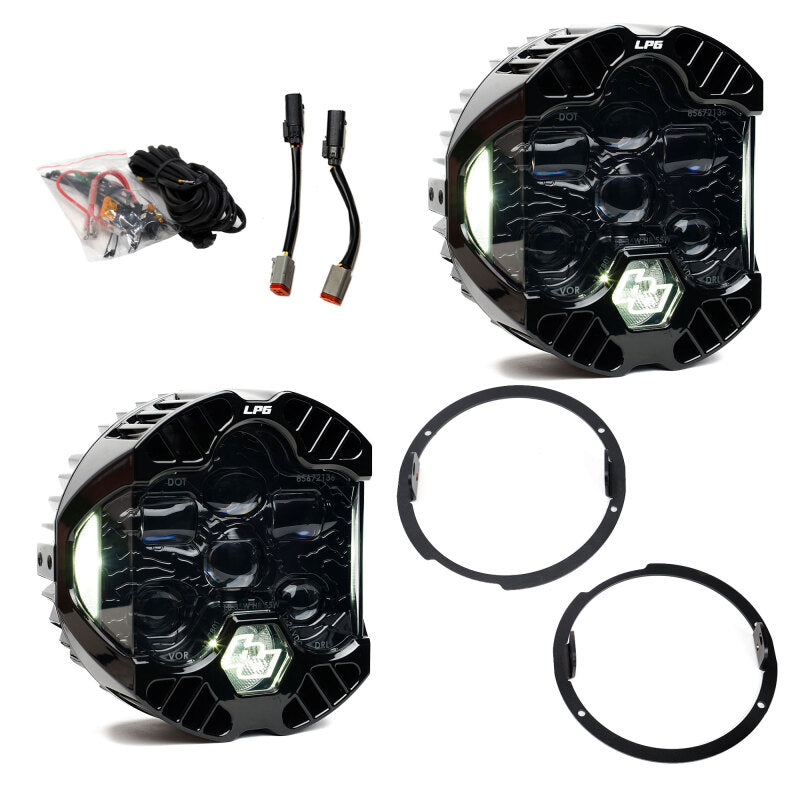 Baja Designs 07-18 Jeep Wrangler JK DOT LP6 LED Headlight Kit (For LED Headlights) - Clear/White - 448310