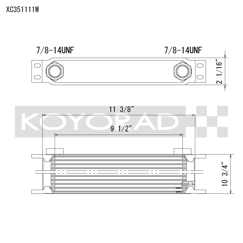 Koyo 35 Row Oil Cooler 11.25in x 11in x 2in (-10AN ORB provisions) - XC351111W