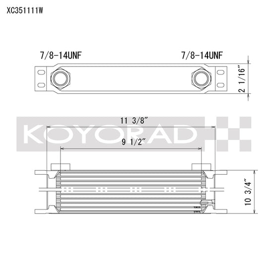 Koyo 35 Row Oil Cooler 11.25in x 11in x 2in (-10AN ORB provisions) - XC351111W