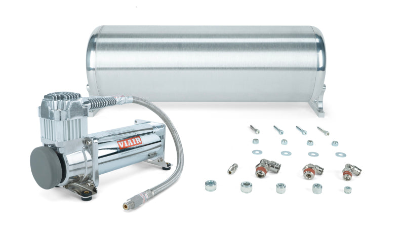 Air Lift 18in FLO Tank w/ Viair 444c Compressor (Incl. Fittings & Tank Mounting Hardware) - 27762