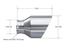 Load image into Gallery viewer, MBRP 15-23 Dodge Charger 5.7L/6.2L/6.4L T304 3in ID / 5in OD Out / 8in Length Angle Cut SS Tip - T5197