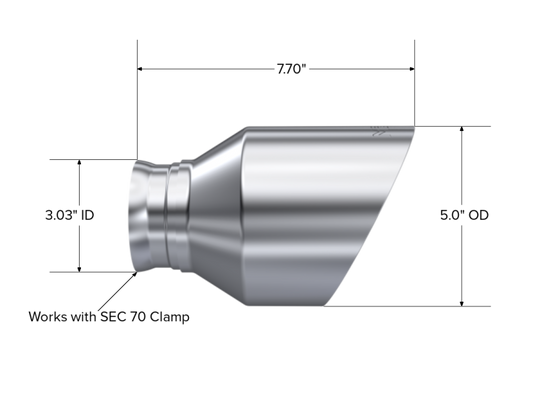 MBRP 15-23 Dodge Charger 5.7L/6.2L/6.4L T304 3in ID / 5in OD Out / 8in Length Angle Cut SS Tip - T5197