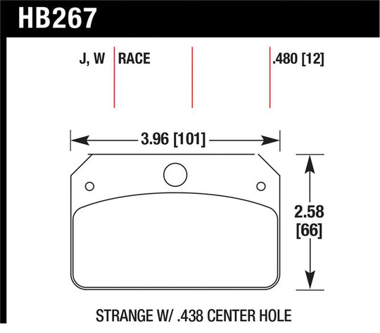 Hawk DTC-30 Brake Pads for Strange Caliper w/ 0.438in Center Hole - HB267W.480