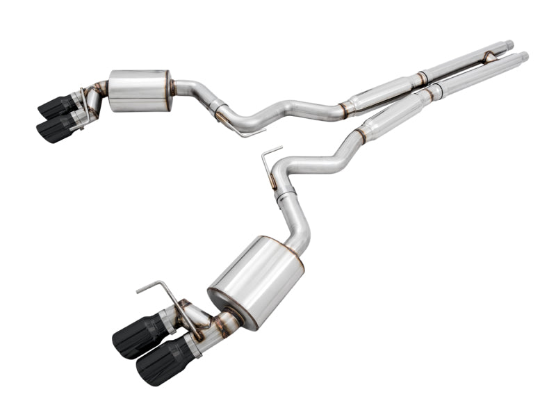 AWE Tuning 2018+ Ford Mustang GT (S550) Cat-Back Exhaust - Touring Edition (Quad Diamond Black Tips) - 3015-43106