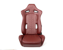 Load image into Gallery viewer, NRG Reclinable Sport Seats (Pair) The Arrow Maroon Vinyl w/ Pressed NRG logo w/ Maroon Stitch - RSC-810MAR L/R