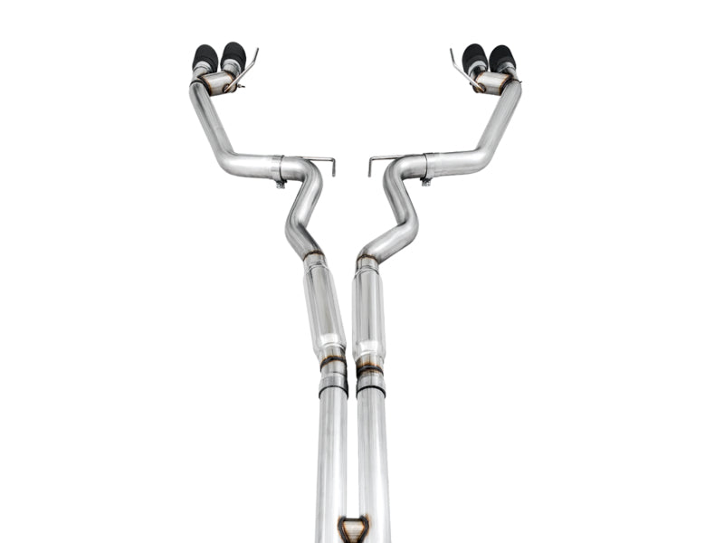 AWE Tuning 2018+ Ford Mustang GT (S550) Cat-Back Exhaust - Track Edition (Quad Diamond Black Tips) - 3020-43072