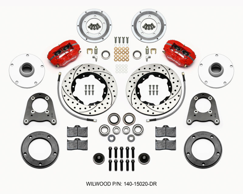 Wilwood Forged Dynalite-M Front Kit 10.75in Drilled Red 1950-1955 MG-TD/TF - 140-15020-DR