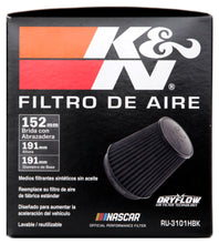Load image into Gallery viewer, K&amp;N Universal Rubber Filter Round Tapered 6in Flange ID x 7.5in Base OD x 5.25in Top OD x 8in Height - RU-3101HBK