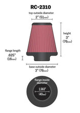 Load image into Gallery viewer, K&amp;N Universal Round Tapered Chrome Filter 1.563in Flange ID x 3in Base OD x 2in Top OD x 3in H - RC-2310