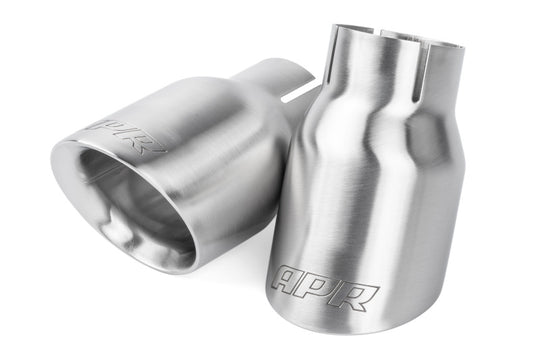 APR Double-Walled 3.5in Slash-Cut Tips - Brushed Silver - Set of 2 - TPK0007
