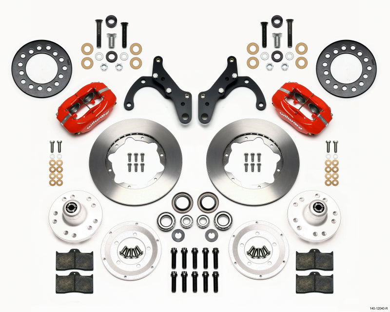Wilwood Forged Dynalite Front Kit 11.00in Red 69-70 Impala Drum/Disc 69-82 Vette - 140-12040-R