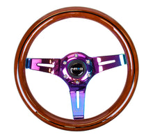 Load image into Gallery viewer, NRG Classic Wood Grain Steering Wheel (310mm) Dark Wood &amp; Black Line Inlay w/Neochrome 3-Spoke Ctr. - ST-310BRB-MC