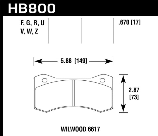 Hawk DTC-70 Performance Brake Pads - HB800U.800
