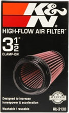 Load image into Gallery viewer, K&amp;N Filter Universal Rubber Filter 3 1/2 inch Flange 4 5/8 inch Base 3 1/2 inch Top 7 inch Height - RU-3130