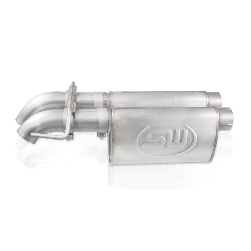 Stainless Works 2010-14 Ford Raptor 3in Exhaust Chambered Mufflers Dump Exit - FTR13CBDP