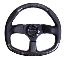 Load image into Gallery viewer, NRG Carbon Fiber Steering Wheel (320mm) Flat Bottom &amp; Leather Trim w/Black Stitching - ST-009CFBS